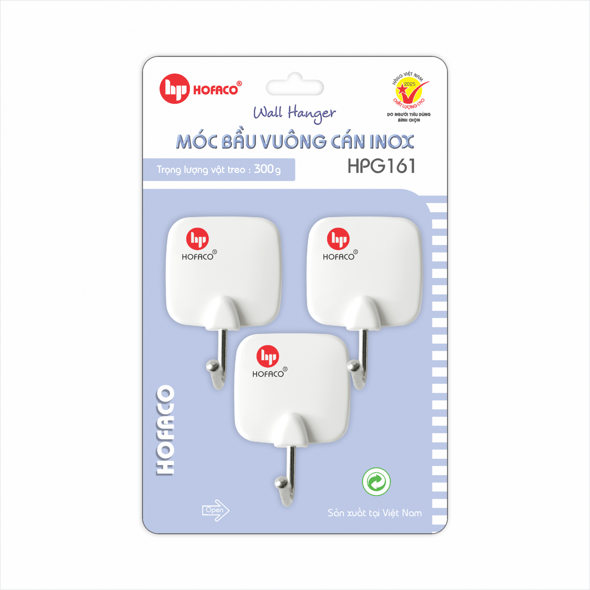 MÓC BẦU VUÔNG CÁN INOX - HPG161