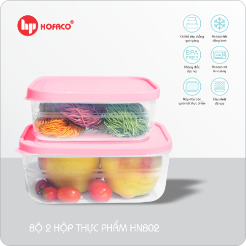 BỘ 2 HỘP THỰC PHẨM - HỒNG