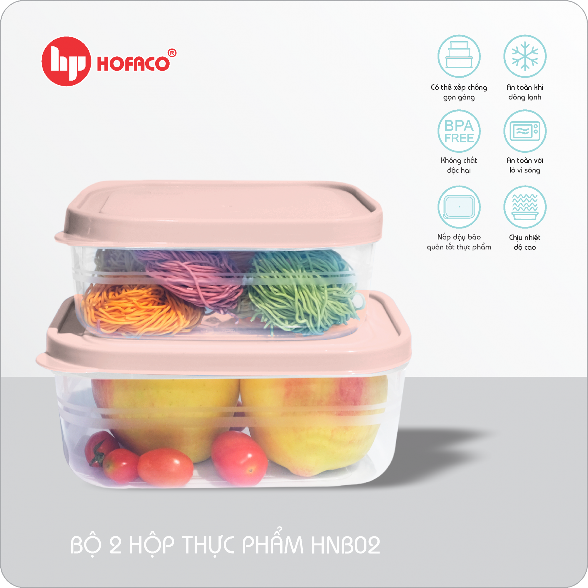 BỘ 2 HỘP THỰC PHẨM - HỒNG NHẠT