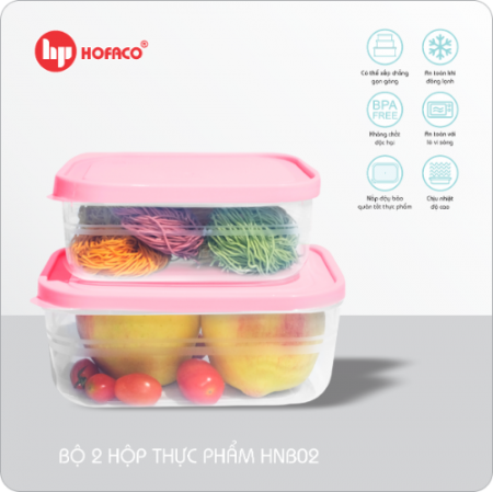 BỘ 2 HỘP THỰC PHẨM - HỒNG