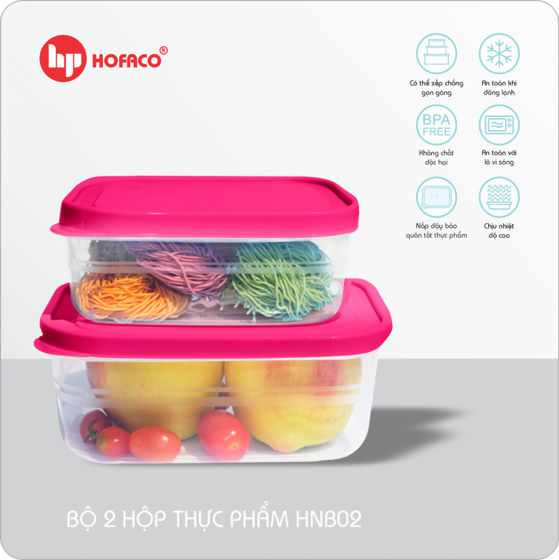 BỘ 2 HỘP THỰC PHẨM CHỮ NHẬT